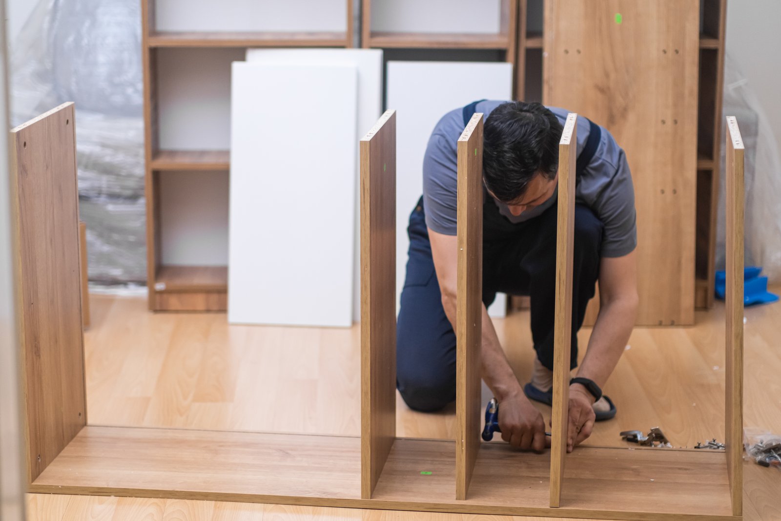 Furniture assembly in progress